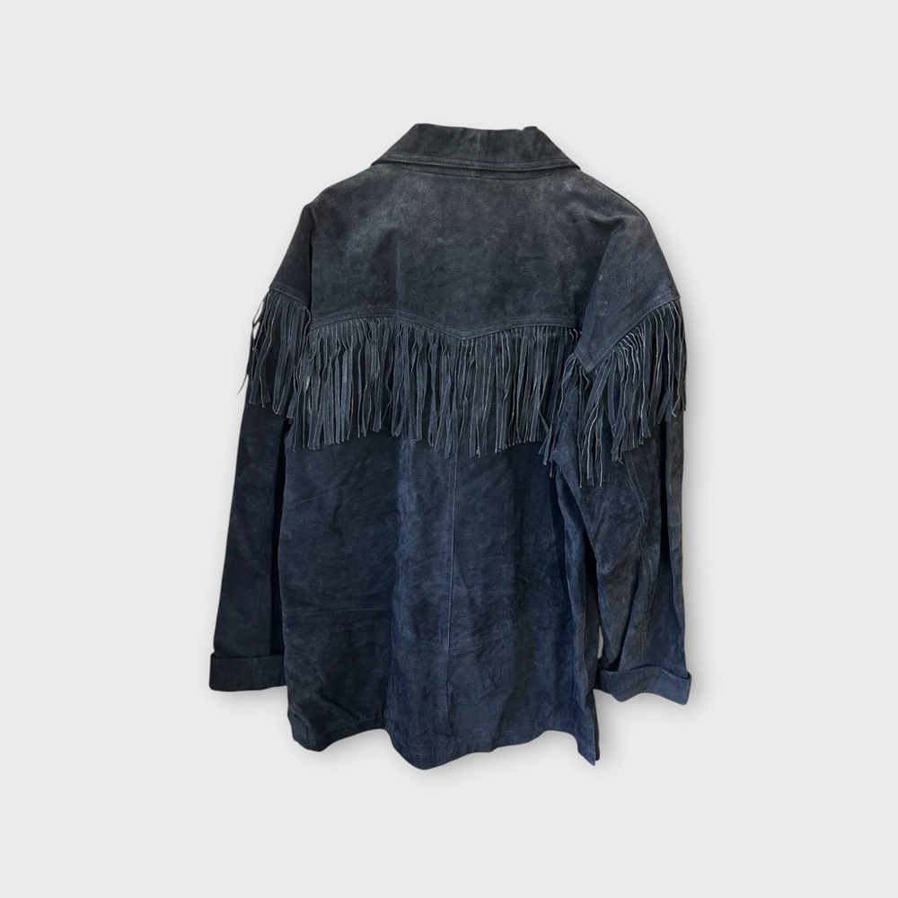 Minnetonka Leather Oversized Fringe Jacket – Button Up Black, XL - Picture 4 of 10